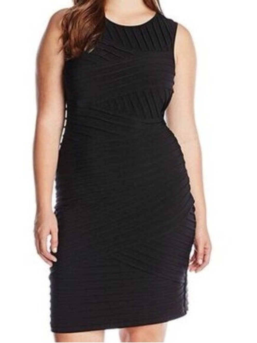 Calvin Klein Black Textured Sleeveless Sheath Dress